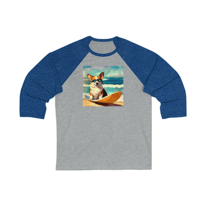 Surfing Corgi Baseball Tee