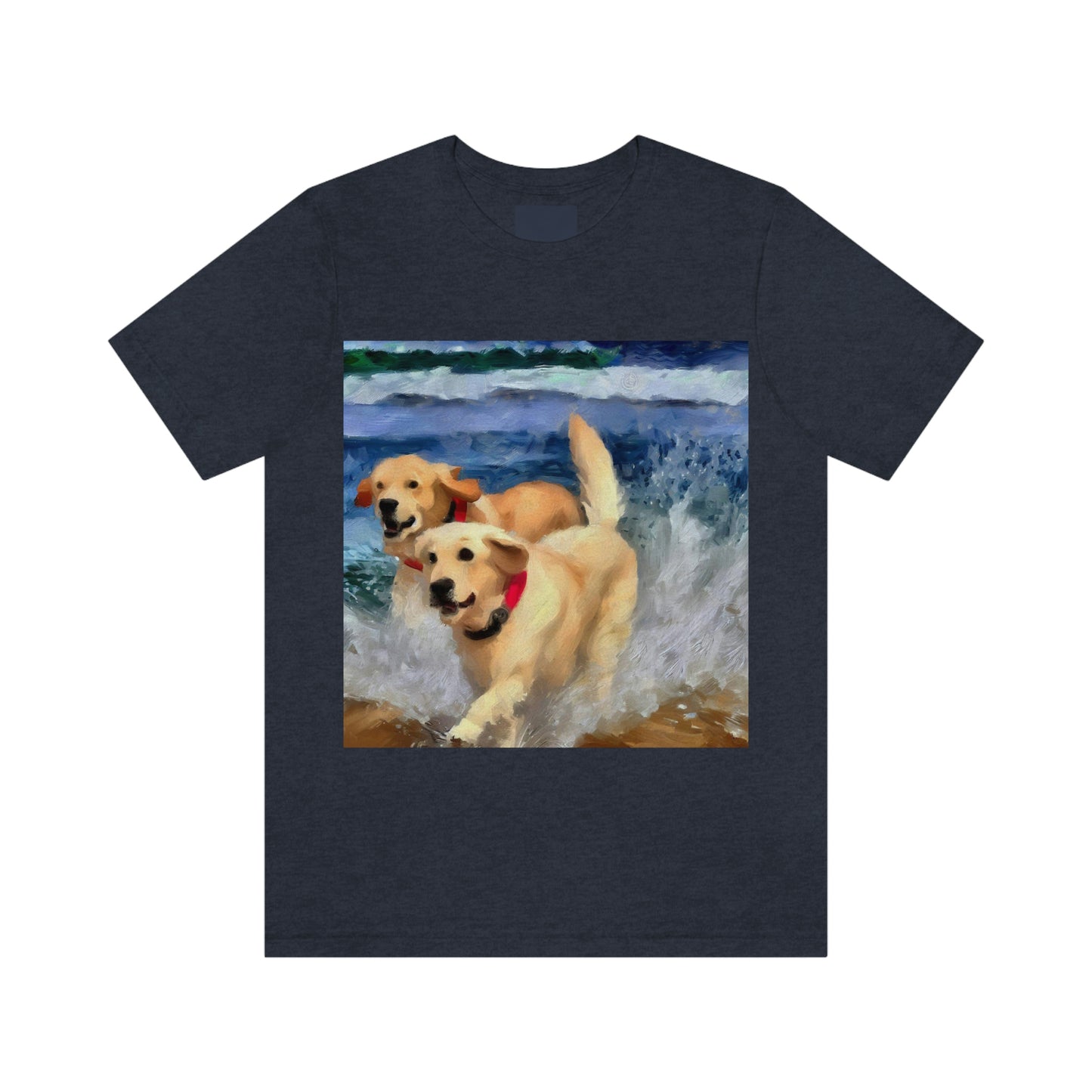 Golden Retrievers Running in the Surf