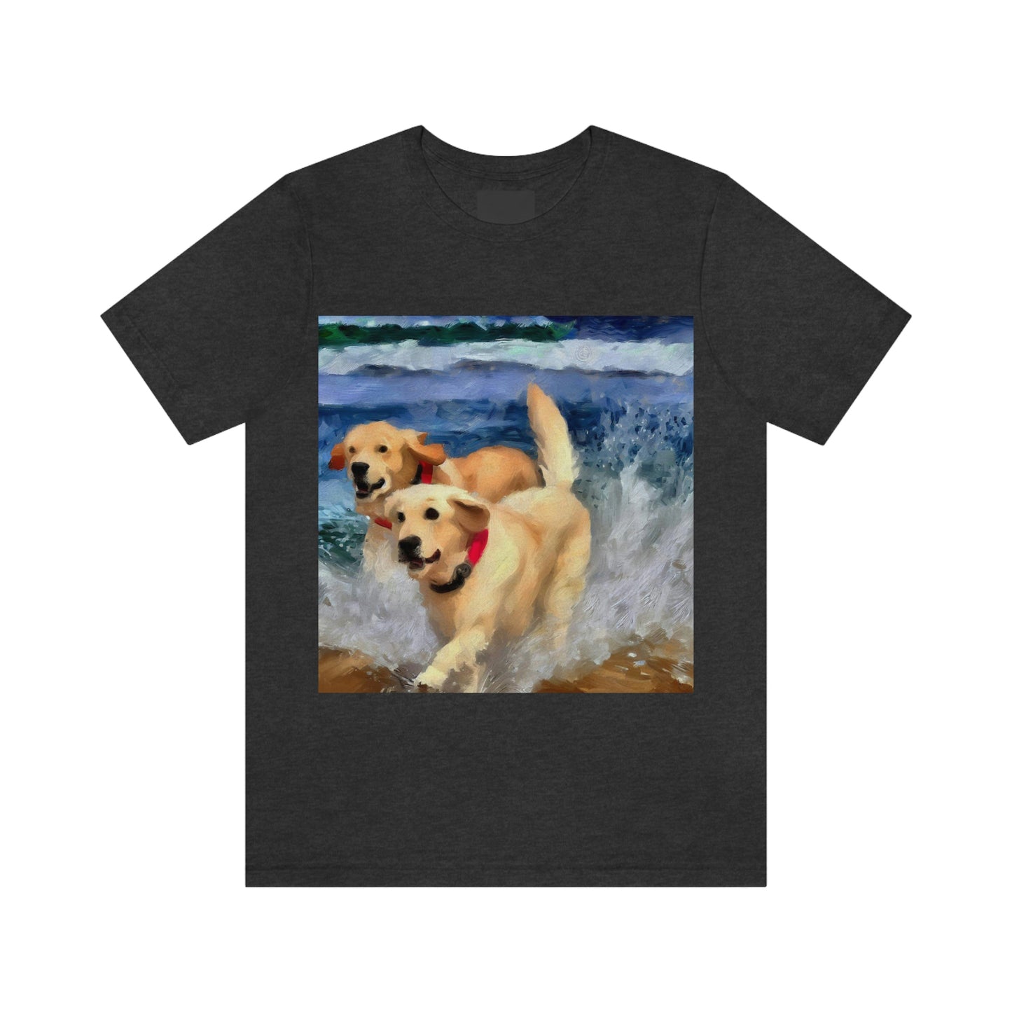 Golden Retrievers Running in the Surf